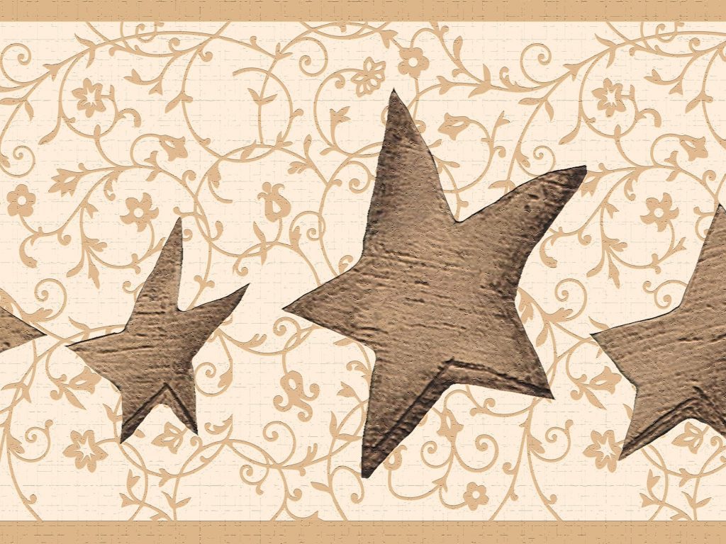 Abstract Beige Brown Stars Wall Border Retro Design