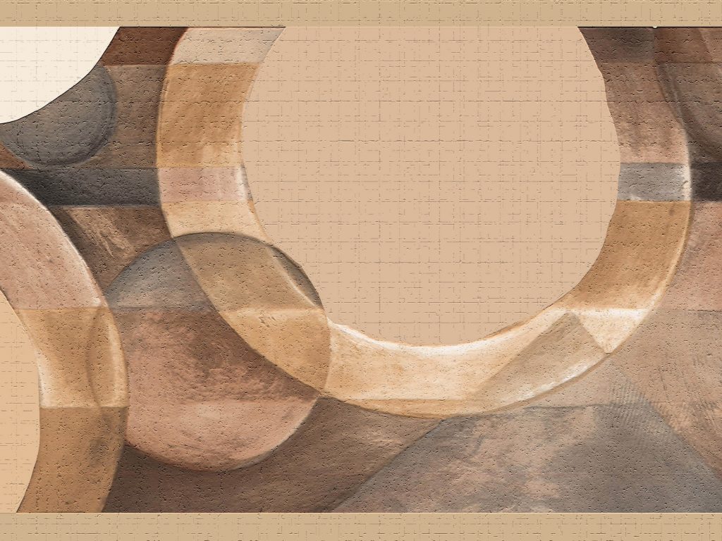 Abstract Brown Beige Tan Circles Wall Border Retro Design