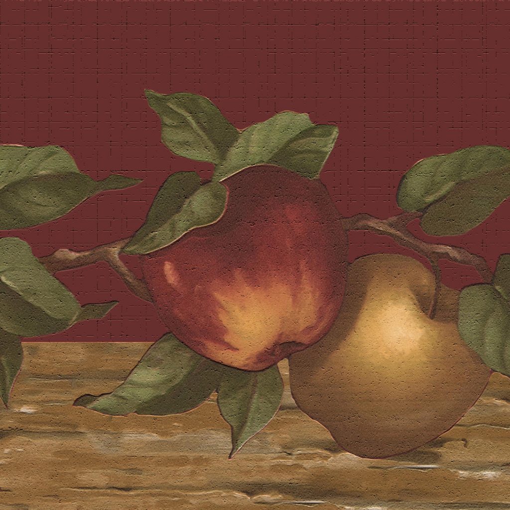 Abstract Red Gold Apples Wall Border Retro Design