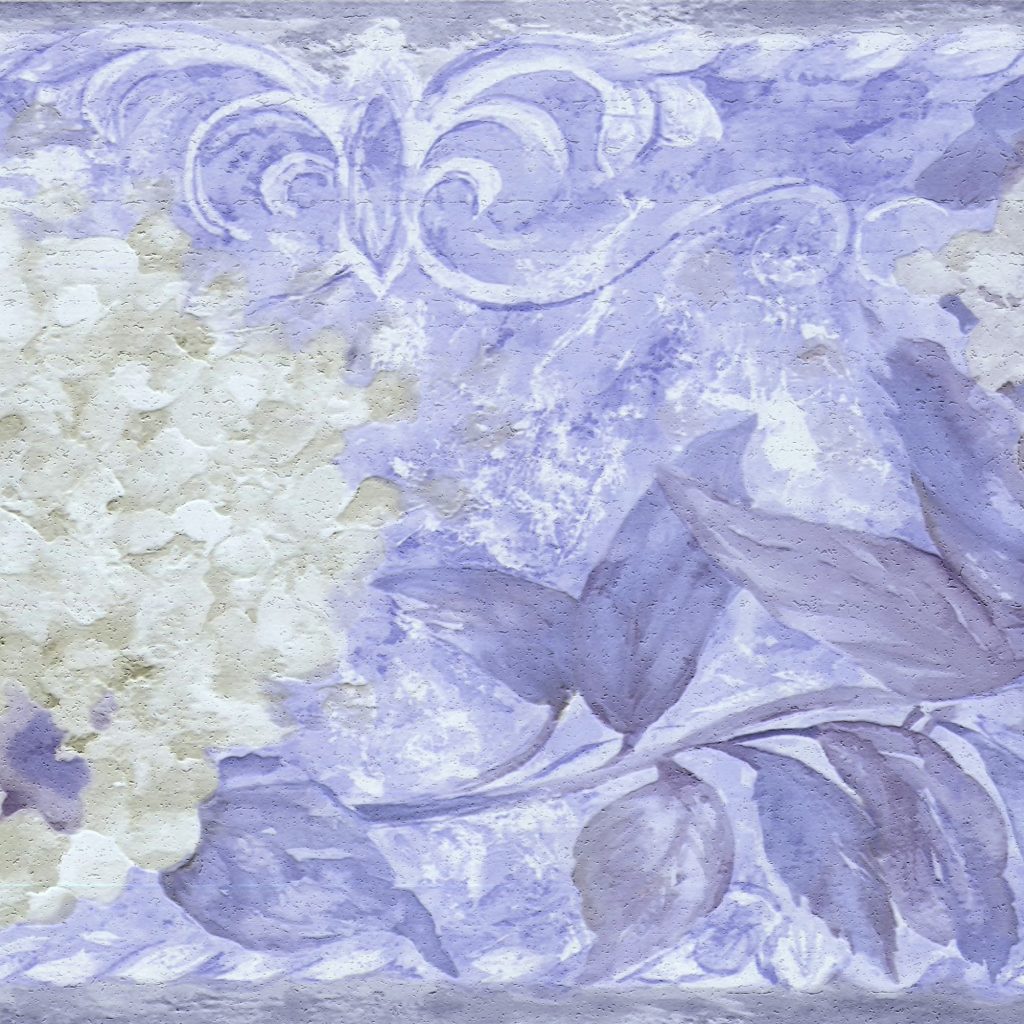Abstract Purple White Flowers Wall Border Retro Design