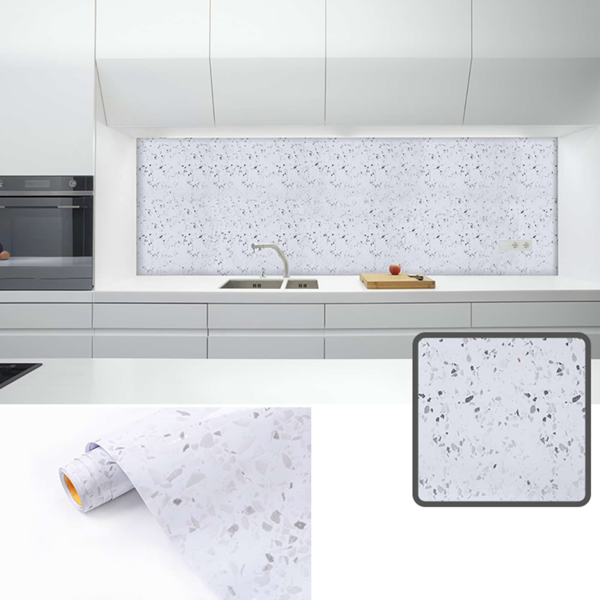 White Black Tiles Self Adhesive Contact Paper, Peel and Stick