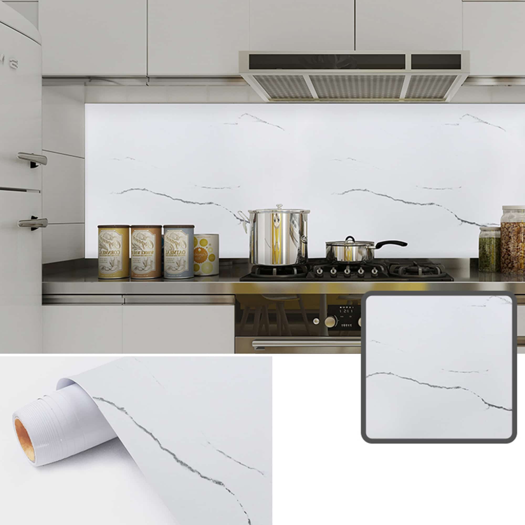 White Black Tiles Self Adhesive Contact Paper, Peel and Stick Modern  Wallpaper for Kitchen Backsplash, Countertop, Cabinets, Drawers and Shelf  Liner, 16 ft X 24 in (5m X 60cm) - Dundee Deco