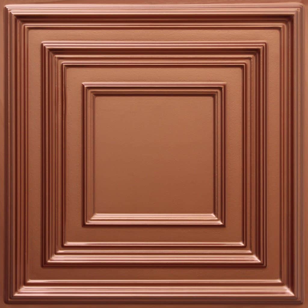Traditional Square Copper Glue Up or Lay In, PVC 3D Decorative Ceiling Panel, 2 ft X 2 ft (60cm X 60cm), 4 sq ft (0.37 sq m) each