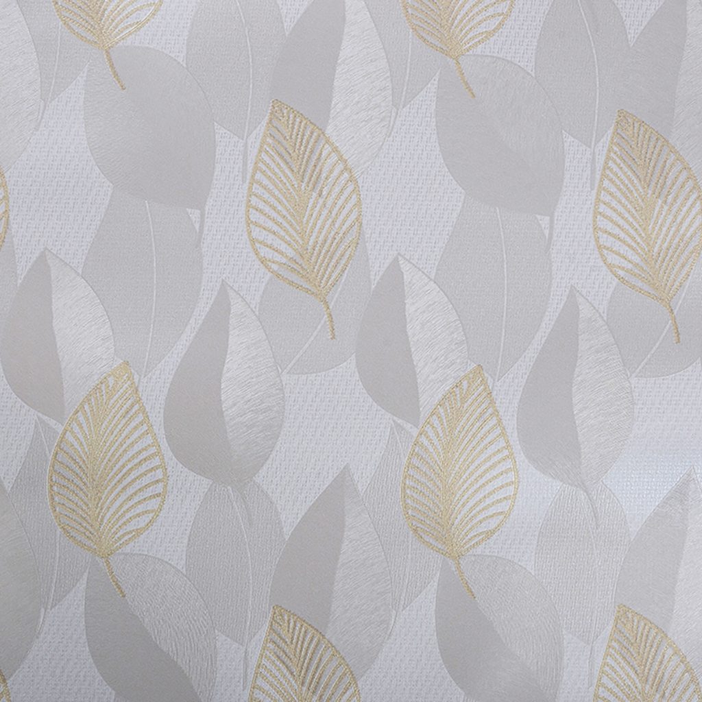 Leaves White Gold Grey Modern Peel and Stick Self Adhesive Removable Wallpaper Roll 18 feet X 24 inches (5.5m X 60cm), 35.5 sq.ft. (3.3 sq.m)
