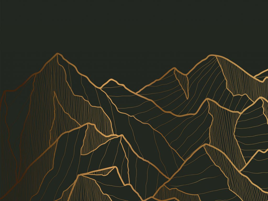 Abstract Mountains Dark Green Gold Geometric Wall Mural, 142 in. X 106 in. (360cm X 270cm)