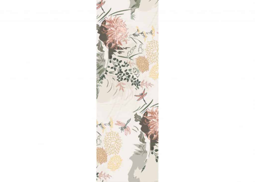 Floral Pink Beige Yellow Modern Wall Mural, 35 in. X 106 in. (90cm X 270cm)