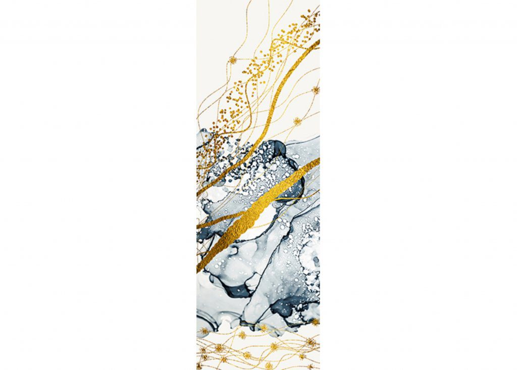 Abstract Gold Blue White Geometric Wall Mural, 35 in. X 106 in. (90cm X 270cm)