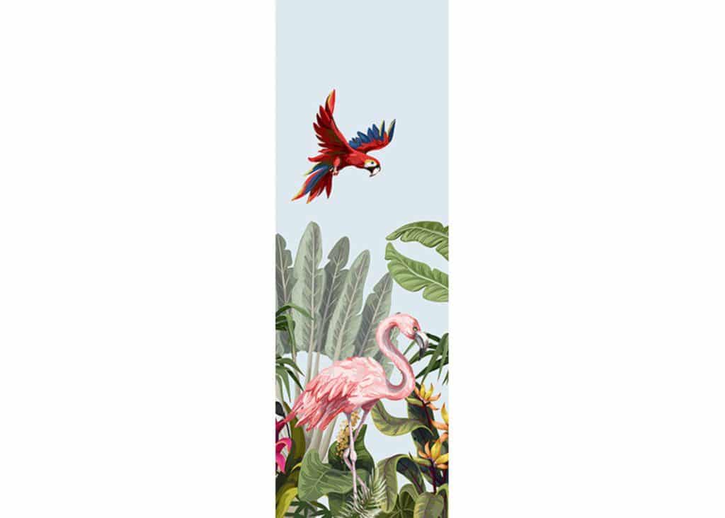 Wild Birds Red Blue Pink Vintage Wall Mural, 35 in. X 106 in. (90cm X 270cm)