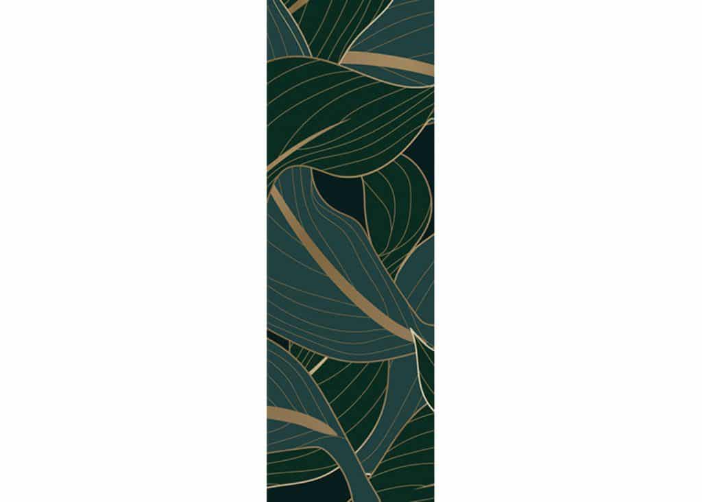 Abstract Leaves Gold Green Geometric Wall Mural, 35 in. X 106 in. (90cm X 270cm)