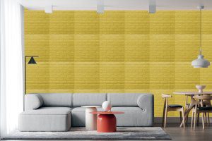 3D Wall Panels - Peel and Stick Wall Sticker, Traditional Faux Brick Yellow Self Adhesive Foam Wall Paneling for Interior Wall Decor, 27.6 in X 30.3 in, Covers 5.75 sq. ft. - Single