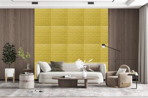 3D Wall Panels - Peel and Stick Wall Sticker, Traditional Faux Brick Yellow Self Adhesive Foam Wall Paneling for Interior Wall Decor, 27.6 in X 30.3 in, Covers 5.75 sq. ft. - Single