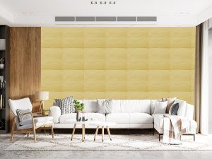 3D Wall Panels - Peel and Stick Wall Sticker, Modern Faux Stone Yellow Self Adhesive Foam Wall Paneling for Interior Wall Decor, 27.6 in X 27.6 in, Covers 5.29 sq. ft. - Single