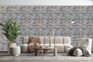 3D Wall Panels - Peel and Stick Wall Sticker, Modern Faux Brick Beige Grey Brown Self Adhesive Foam Wall Paneling for Interior Wall Decor, 27.6 in X 30.3 in, Covers 5.75 sq. ft. - Single