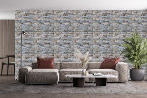 3D Wall Panels - Peel and Stick Wall Sticker, Modern Faux Brick Beige Grey Brown Self Adhesive Foam Wall Paneling for Interior Wall Decor, 27.6 in X 30.3 in, Covers 5.75 sq. ft. - Single