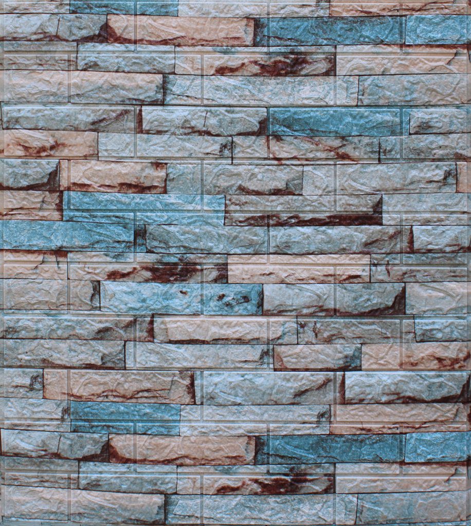 3D Wall Panels – Peel and Stick Wall Sticker, Traditional Faux Brick Blue Brown Beige Self Adhesive Foam Wall Paneling for Interior Wall Decor, 27.6 in X 30.3 in, Covers 5.75 sq. ft.