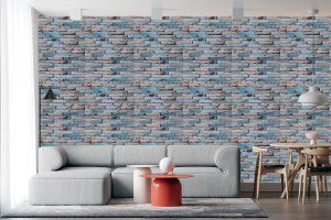 3D Wall Panels - Peel and Stick Wall Sticker, Traditional Faux Brick Blue Brown Beige Self Adhesive Foam Wall Paneling for Interior Wall Decor, 27.6 in X 30.3 in, Covers 5.75 sq. ft.
