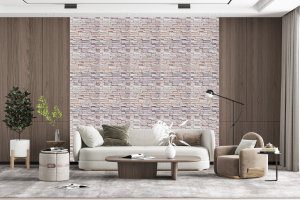 3D Wall Panels - Peel and Stick Wall Sticker, Modern Faux Stone Ligth Pink Brown Self Adhesive Foam Wall Paneling for Interior Wall Decor, 27.6 in X 30.3 in, Covers 5.75 sq. ft. - Single