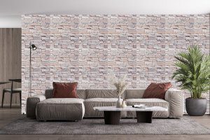 3D Wall Panels - Peel and Stick Wall Sticker, Modern Faux Stone Ligth Pink Brown Self Adhesive Foam Wall Paneling for Interior Wall Decor, 27.6 in X 30.3 in, Covers 5.75 sq. ft. - Single