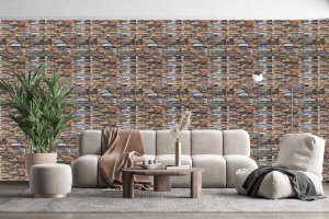 3D Wall Panels - Peel and Stick Wall Sticker, Contemporary Faux Brick Beige Brown Orange Self Adhesive Foam Wall Paneling for Interior Wall Decor, 27.6 in X 30.3 in, Covers 5.75 sq. ft. - Single