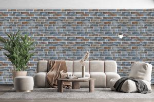 3D Wall Panels - Peel and Stick Wall Sticker, Modern Faux Brick Orange Light Grey Self Adhesive Foam Wall Paneling for Interior Wall Decor, 27.6 in X 30.3 in, Covers 5.75 sq. ft. - Single
