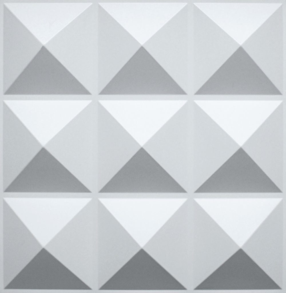 3D Wall Panels – Contemporary Diamonds Paintable White PVC Wall Paneling for Interior Wall Decor, 19.7 in x 19.7 in, Covers 2.7 sq. ft.