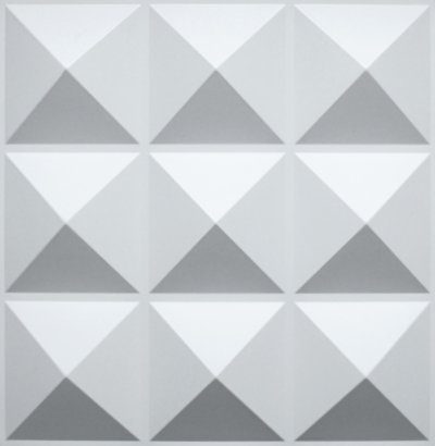3D Wall Panels - Contemporary Diamonds Paintable White PVC Wall Paneling for Interior Wall Decor, 19.7 in x 19.7 in, Covers 2.7 sq. ft.