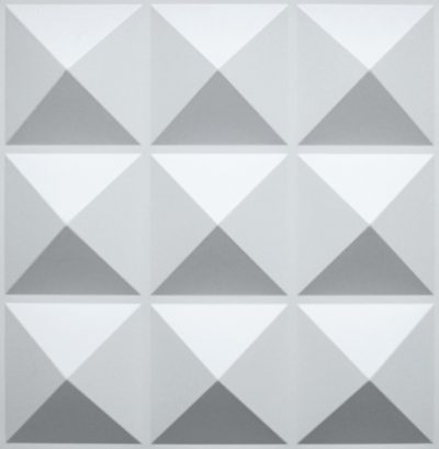 3D Wall Panels - Contemporary Diamonds Paintable White PVC Wall Paneling for Interior Wall Decor, 19.7 in x 19.7 in, Covers 2.7 sq. ft. - Single