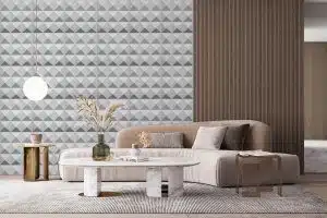 3D Wall Panels - Contemporary Diamonds Paintable White PVC Wall Paneling for Interior Wall Decor, 19.7 in x 19.7 in, Covers 2.7 sq. ft. - Single