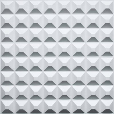 3D Wall Panels - Contemporary Spike Paintable White PVC Wall Paneling for Interior Wall Decor, 19.7 in x 19.7 in, Covers 2.7 sq. ft. - Single