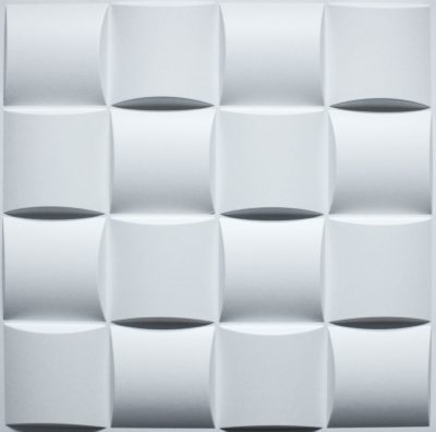 3D Wall Panels - Modern Checkered Paintable White PVC Wall Paneling for Interior Wall Decor, 19.7 in x 19.7 in, Covers 2.7 sq. ft. - Single