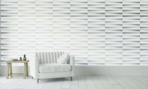 3D Wall Panels - Modern Stripes Paintable White PVC Wall Paneling for Interior Wall Decor, 19.7 in x 19.7 in, Covers 2.7 sq. ft. - Single