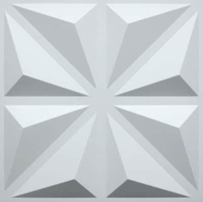 3D Wall Panels - Contemporary Geometric Paintable White PVC Wall Paneling for Interior Wall Decor, 19.7 in x 19.7 in, Covers 2.7 sq. ft.