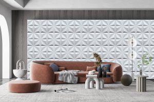 3D Wall Panels - Contemporary Geometric Paintable White PVC Wall Paneling for Interior Wall Decor, 19.7 in x 19.7 in, Covers 2.7 sq. ft. - Single