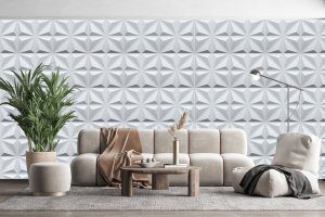 3D Wall Panels - Contemporary Geometric Paintable White PVC Wall Paneling for Interior Wall Decor, 19.7 in x 19.7 in, Covers 2.7 sq. ft. - Single