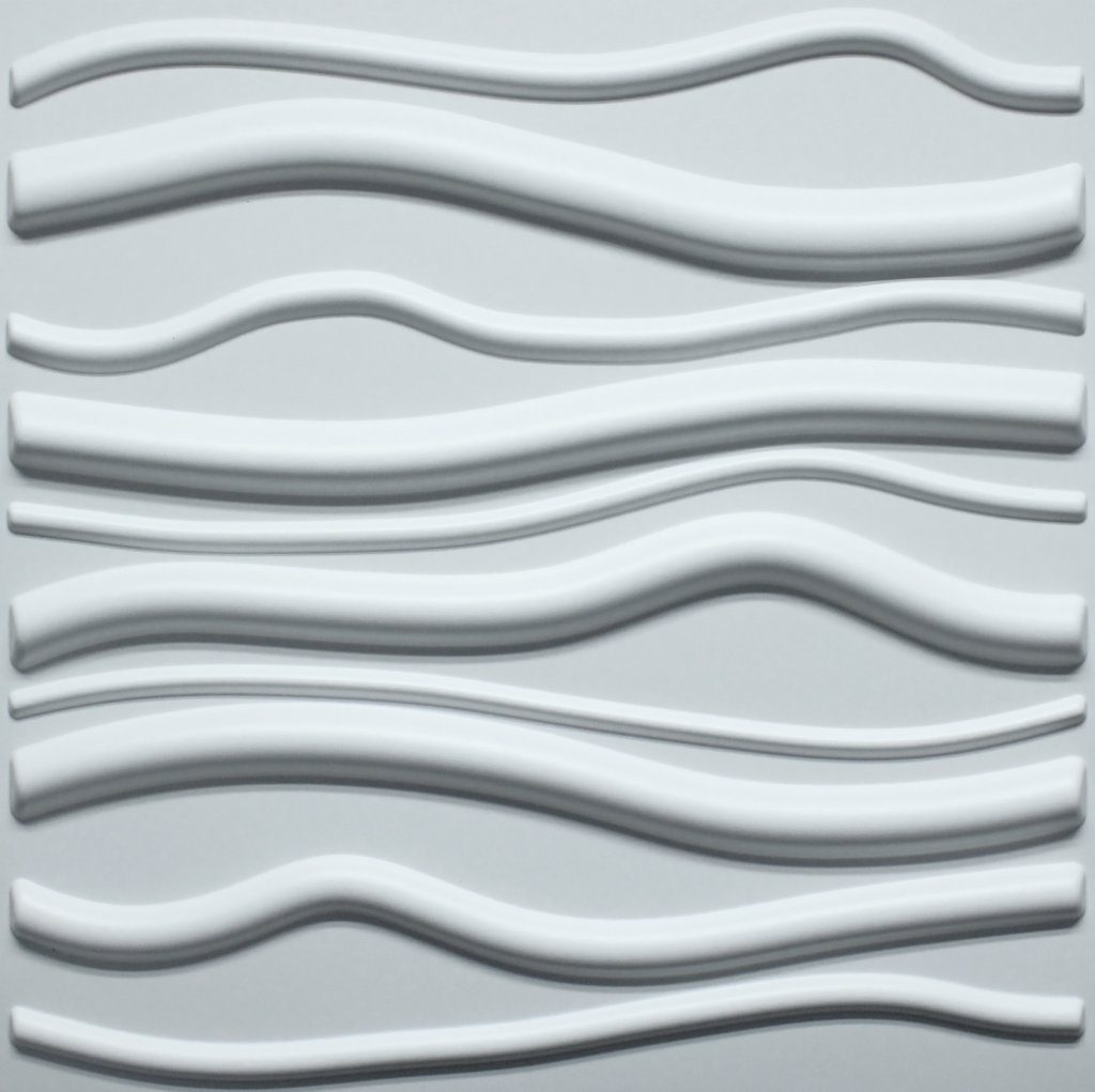 3D Wall Panels – Contemporary Waves Paintable White PVC Wall Paneling for Interior Wall Decor, 19.7 in x 19.7 in, Covers 2.7 sq. ft.