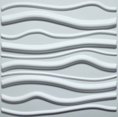3D Wall Panels - Contemporary Waves Paintable White PVC Wall Paneling for Interior Wall Decor, 19.7 in x 19.7 in, Covers 2.7 sq. ft.