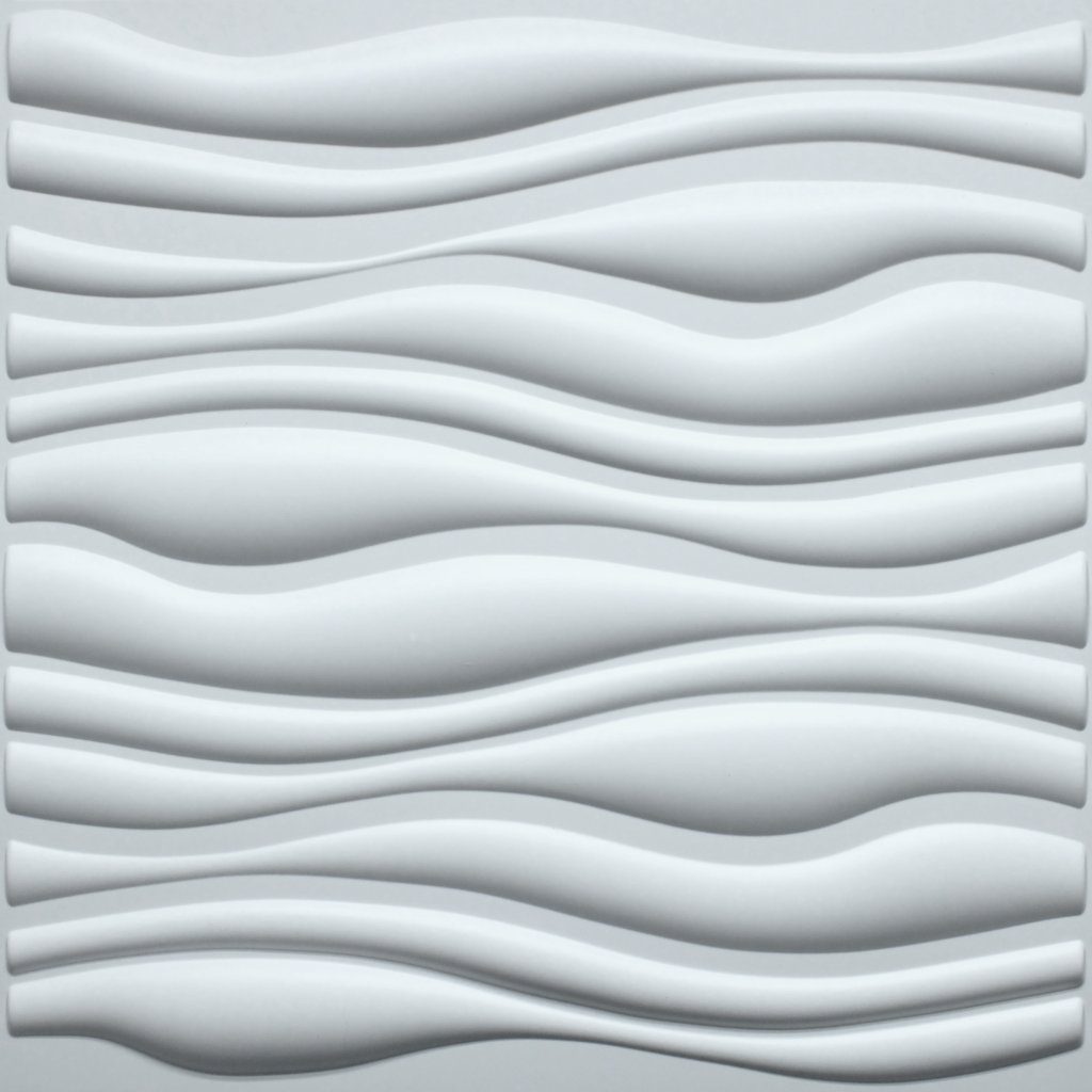 3D Wall Panels – Contemporary Wave Paintable White PVC Wall Paneling for Interior Wall Decor, 19.7 in x 19.7 in, Covers 2.7 sq. ft.