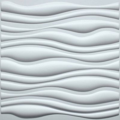 3D Wall Panels - Contemporary Wave Paintable White PVC Wall Paneling for Interior Wall Decor, 19.7 in x 19.7 in, Covers 2.7 sq. ft.
