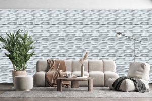 3D Wall Panels - Contemporary Wave Paintable White PVC Wall Paneling for Interior Wall Decor, 19.7 in x 19.7 in, Covers 2.7 sq. ft. - Single