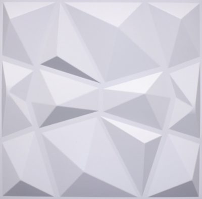 3D Wall Panels - Contemporary Diamond Paintable White PVC Wall Paneling for Interior Wall Decor, 19.7 in x 19.7 in, Covers 2.7 sq. ft. - Single