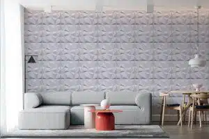 3D Wall Panels - Contemporary Diamond Paintable White PVC Wall Paneling for Interior Wall Decor, 19.7 in x 19.7 in, Covers 2.7 sq. ft. - Single