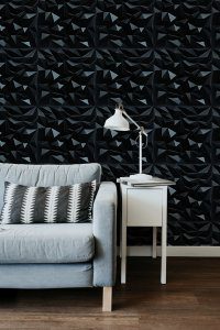 3D Wall Panels - Geometric Diamond Paintable Black PVC Wall Paneling for Interior Wall Decor, 19.7 in x 19.7 in, Covers 2.7 sq. ft. - Single