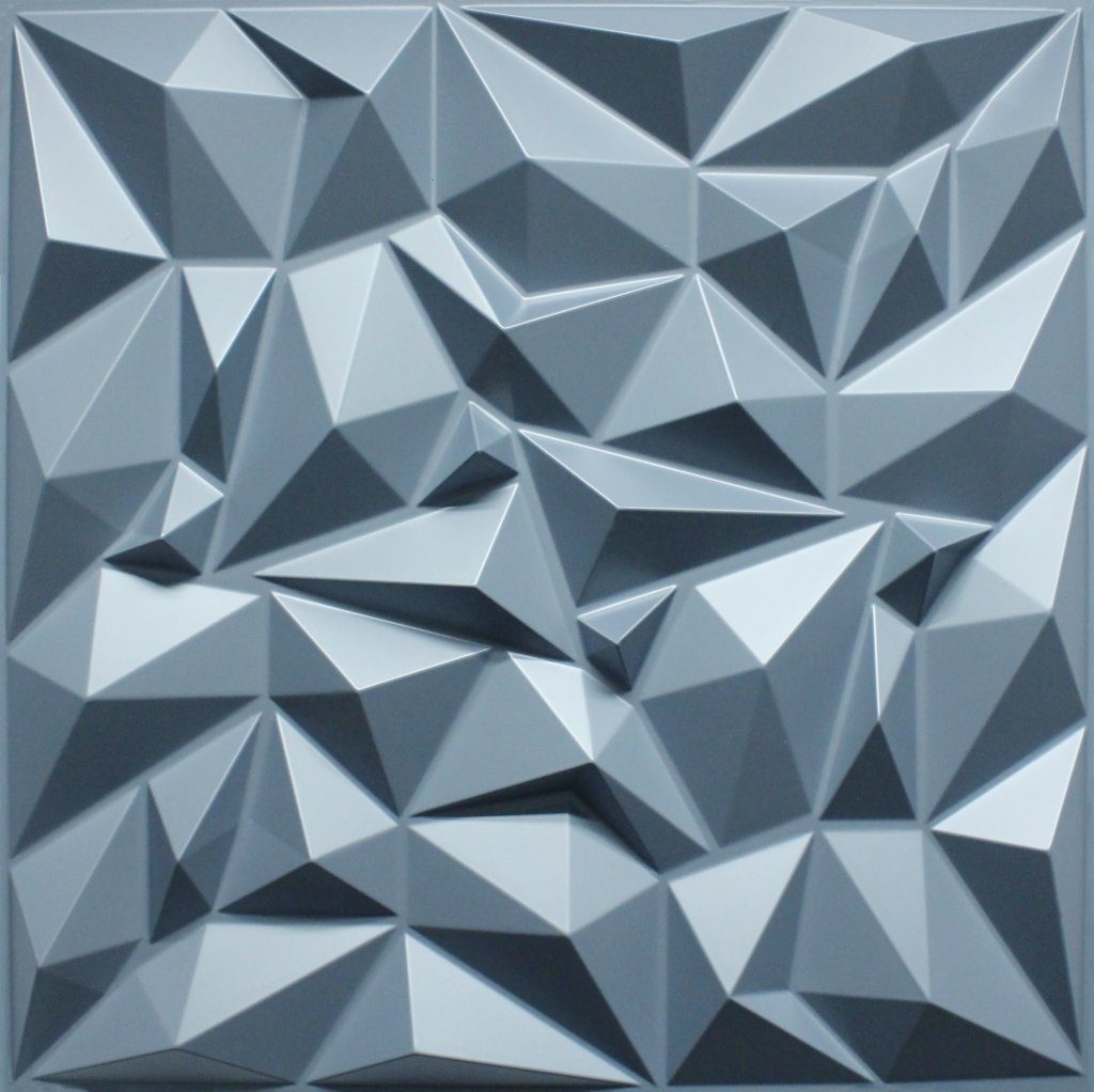 3D Wall Panels – Geometric Diamond Paintable Brilliant Silver PVC Wall Paneling for Interior Wall Decor, 19.7 in x 19.7 in, Covers 2.7 sq. ft.