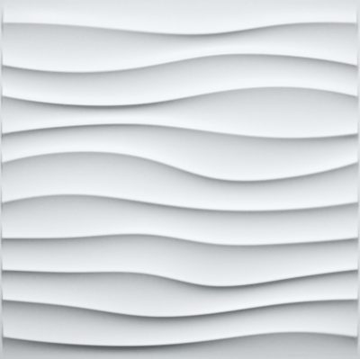 3D Wall Panels - Modern Wave Paintable White PVC Wall Paneling for Interior Wall Decor, 19.7 in x 19.7 in, Covers 2.7 sq. ft. - Single