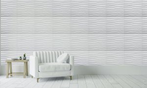 3D Wall Panels - Modern Wave Paintable White PVC Wall Paneling for Interior Wall Decor, 19.7 in x 19.7 in, Covers 2.7 sq. ft. - Single