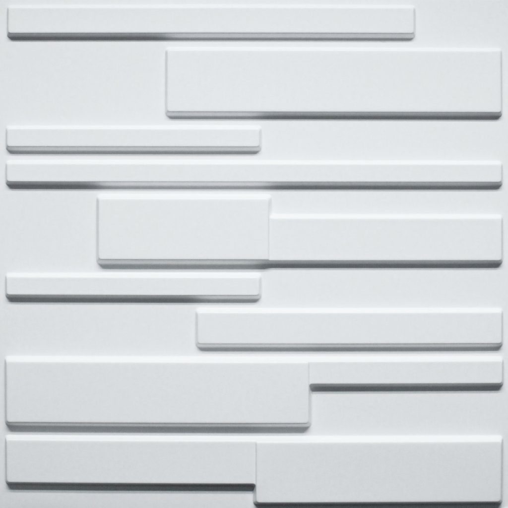 3D Wall Panels – Modern Bricks Paintable White PVC Wall Paneling for Interior Wall Decor, 19.7 in x 19.7 in, Covers 2.7 sq. ft.