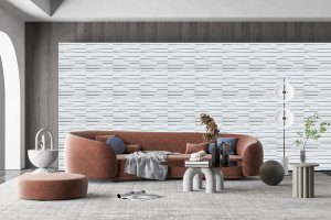 3D Wall Panels - Modern Bricks Paintable White PVC Wall Paneling for Interior Wall Decor, 19.7 in x 19.7 in, Covers 2.7 sq. ft. - Single