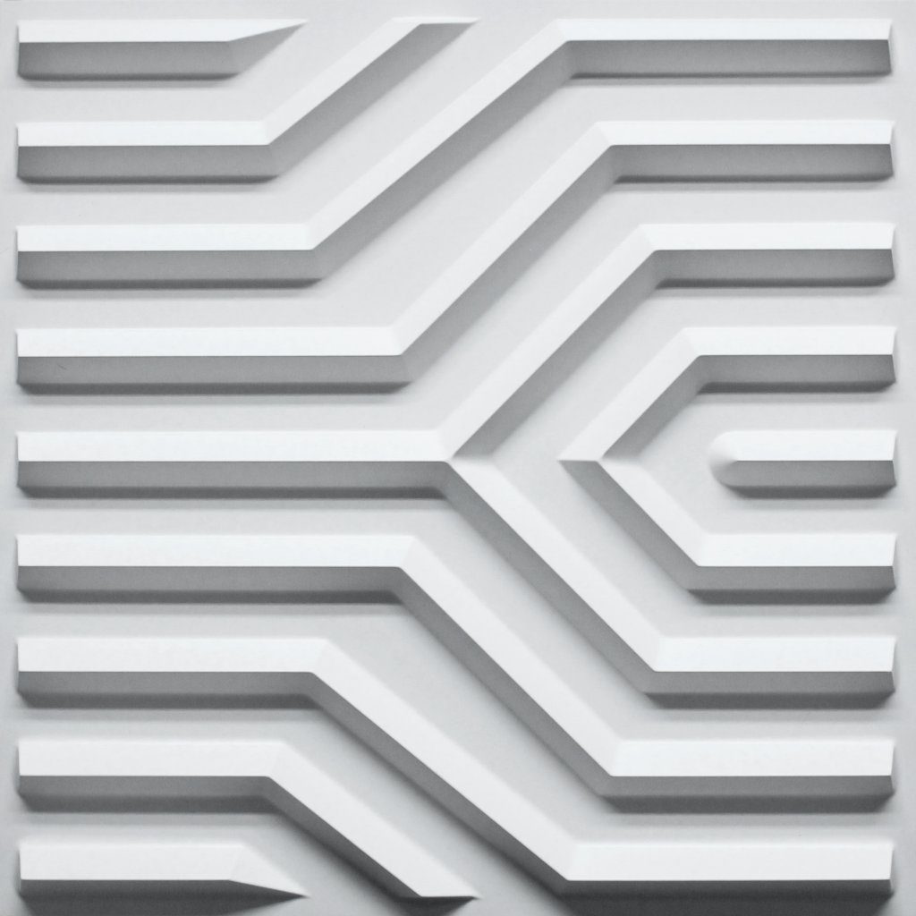 3D Wall Panels – Modern Stripes Paintable White PVC Wall Paneling for Interior Wall Decor, 19.7 in x 19.7 in, Covers 2.7 sq. ft.
