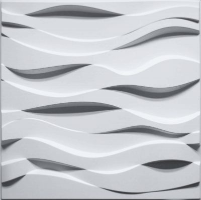 3D Wall Panels - Industrial Wavey Paintable White PVC Wall Paneling for Interior Wall Decor, 19.7 in x 19.7 in, Covers 2.7 sq. ft. - Single