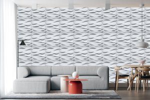 3D Wall Panels - Industrial Wavey Paintable White PVC Wall Paneling for Interior Wall Decor, 19.7 in x 19.7 in, Covers 2.7 sq. ft.